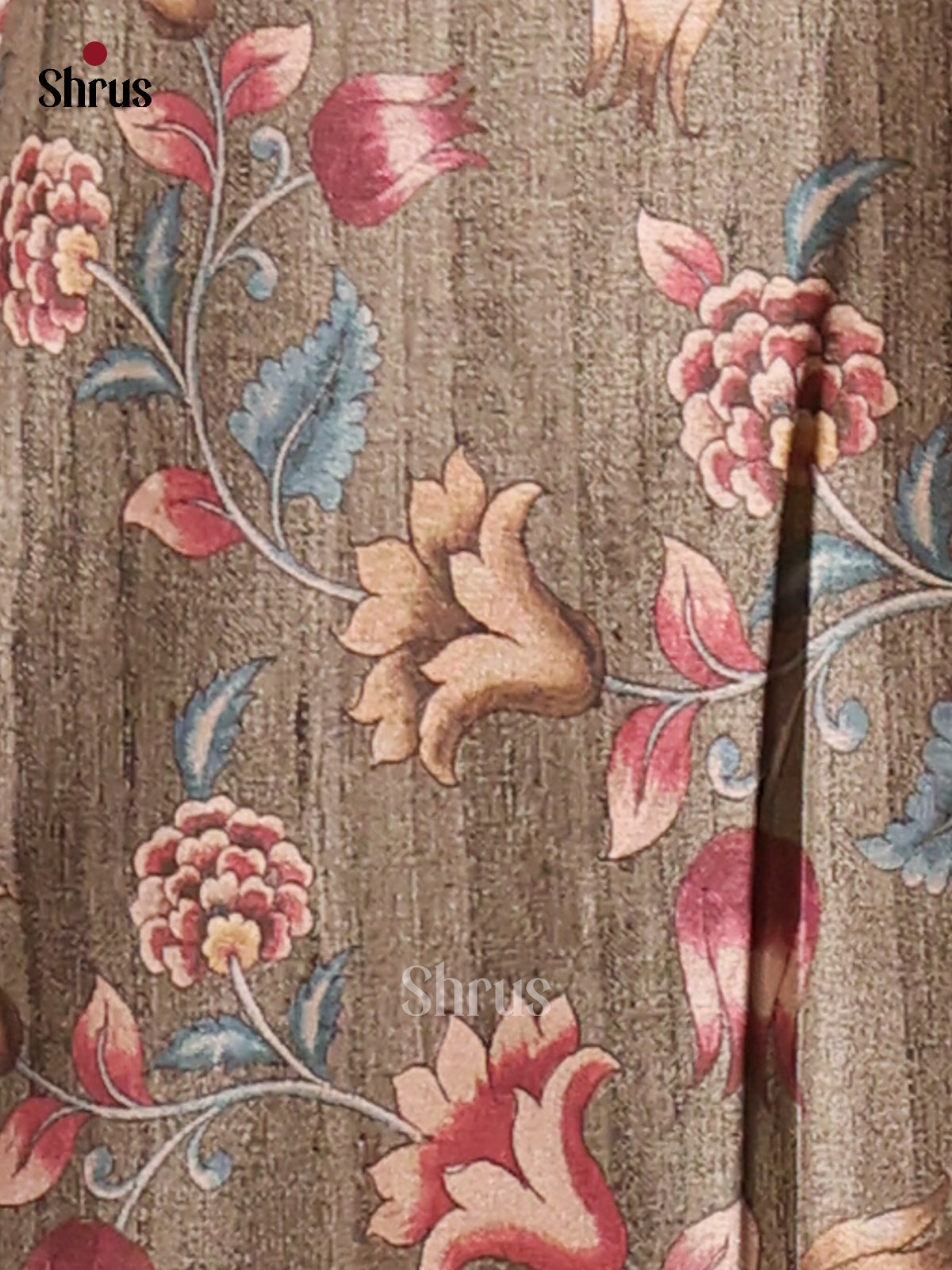 Cream & Grey - Butter silk Saree