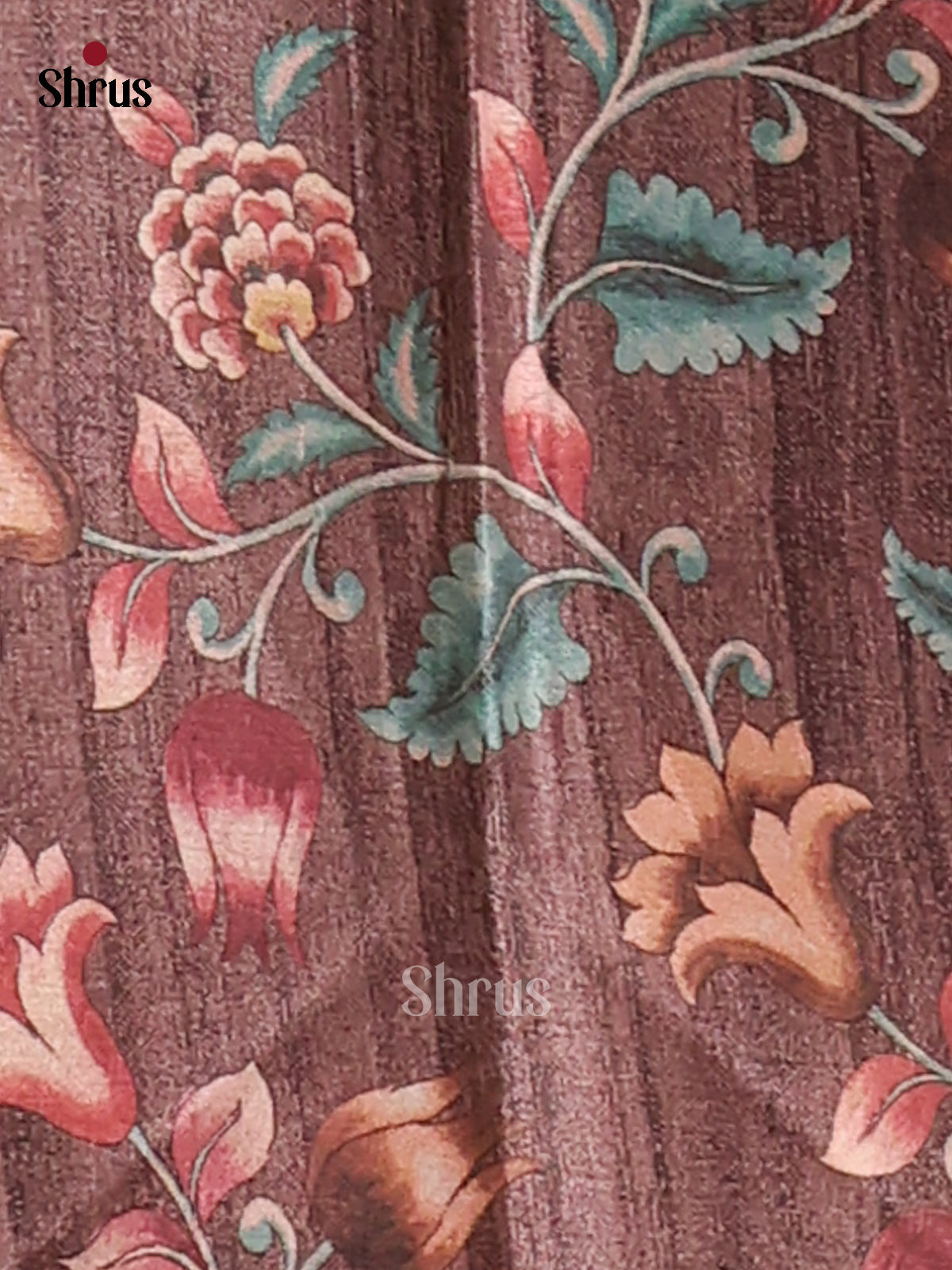 Cream & Brown - Butter silk Saree