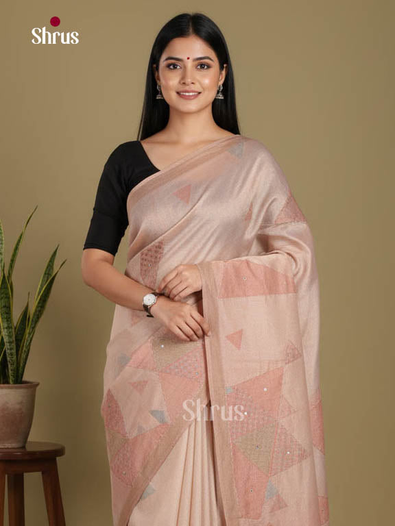 Dusty Brown - Semi Tissue Print Saree