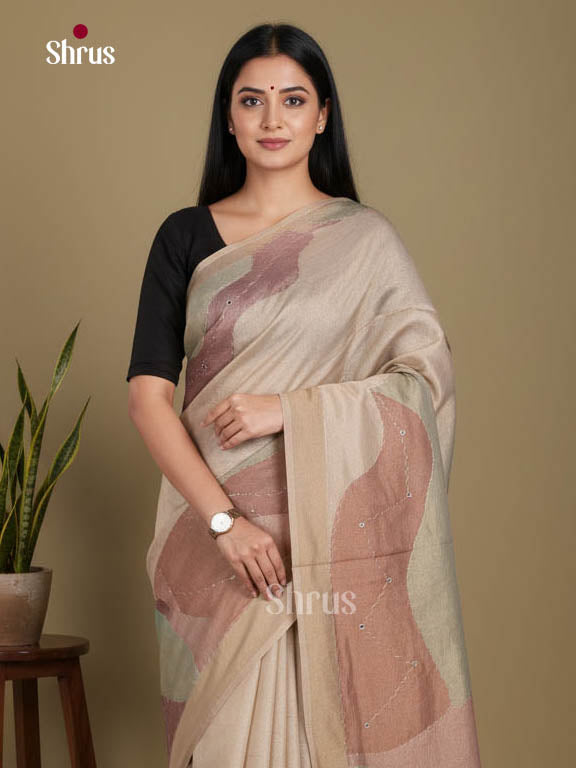 Grey - Semi Tissue Print Saree