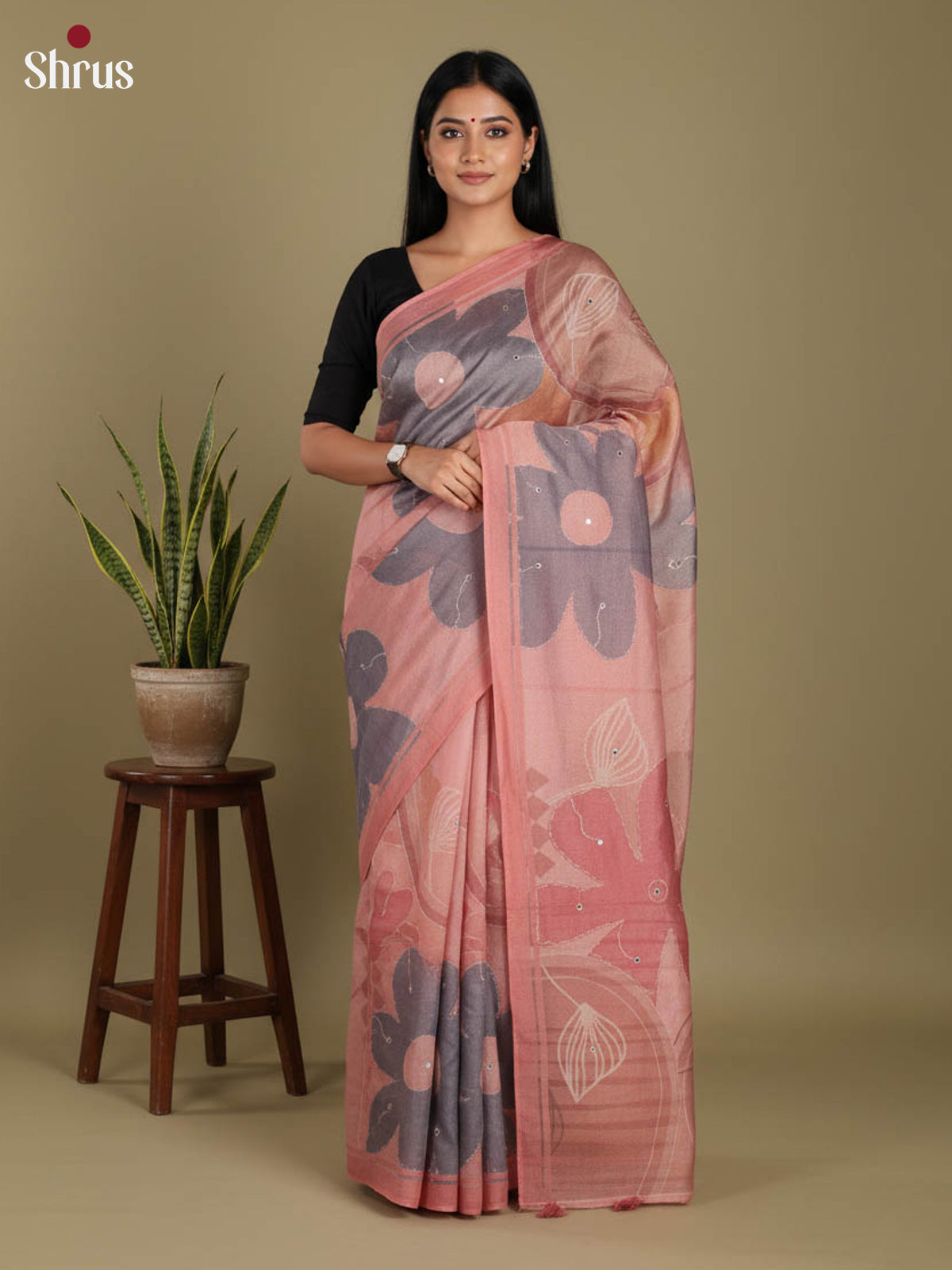 Onion Peel - Semi Tissue Print Saree - Shop on Shrus.com