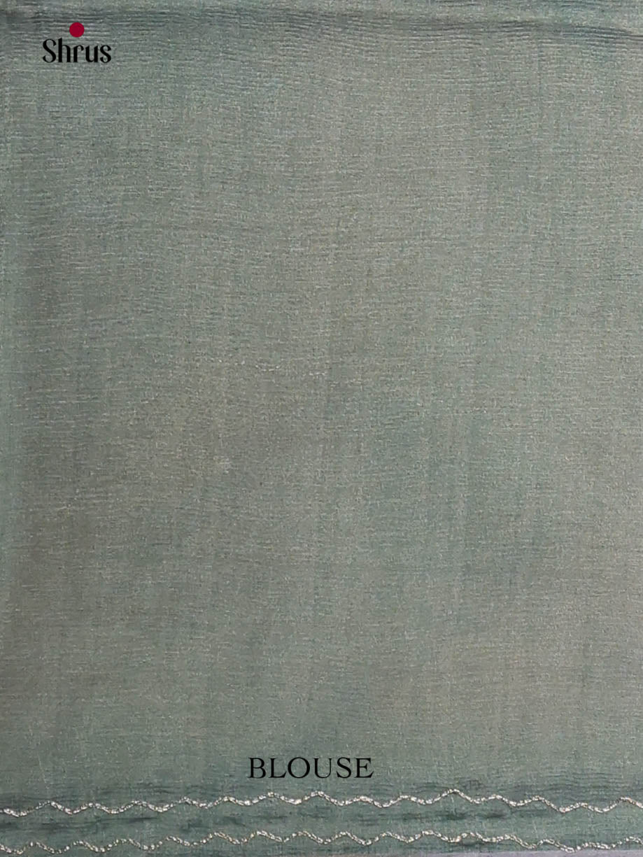 Grey Green - Semi Tissue Print Saree