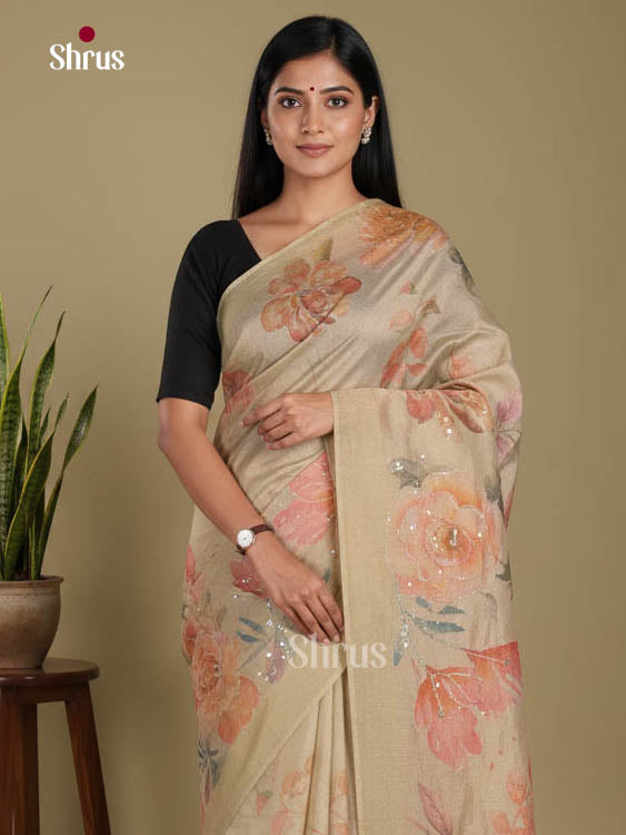 Chutney Green - Semi Tissue Print Saree
