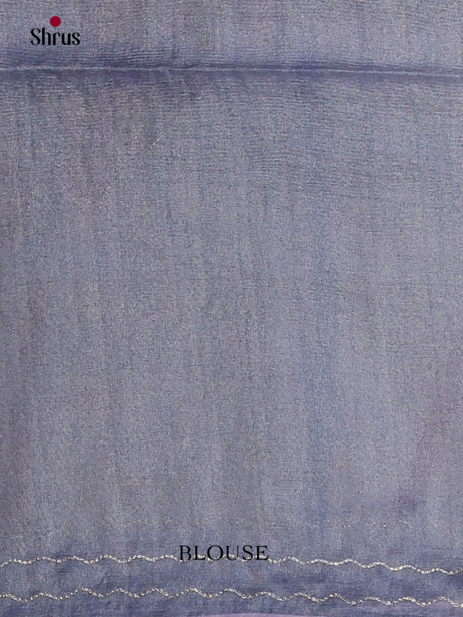 Blue - Semi Tissue print Saree