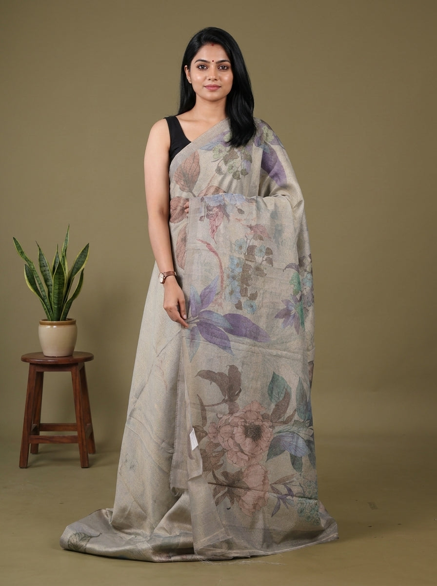 Semi Tissue Print Saree DFS18022
