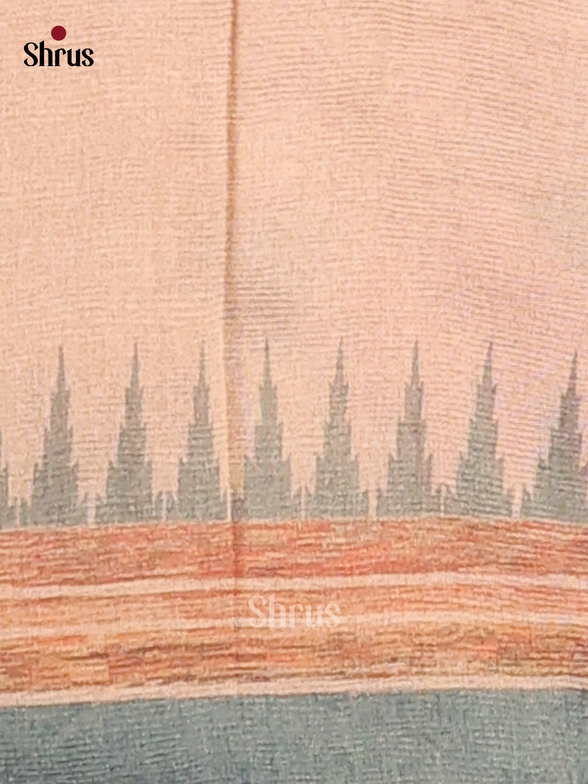 Peach & Grey- Semi Tissue Print Saree