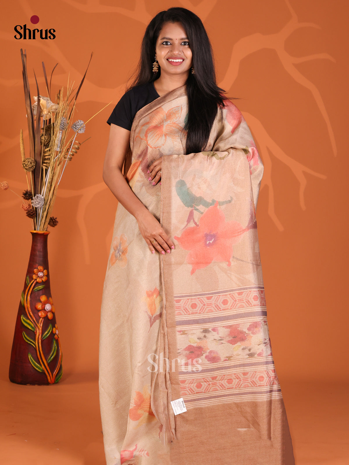 Biscuit - Semi Tissue Print Saree