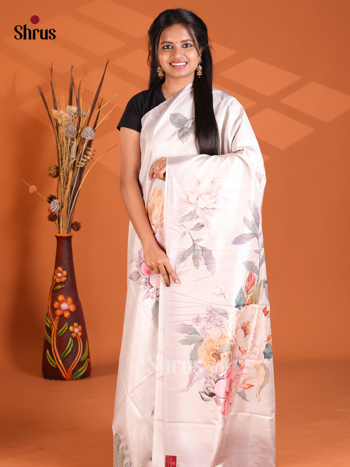 light Grey- Semi Modal Saree