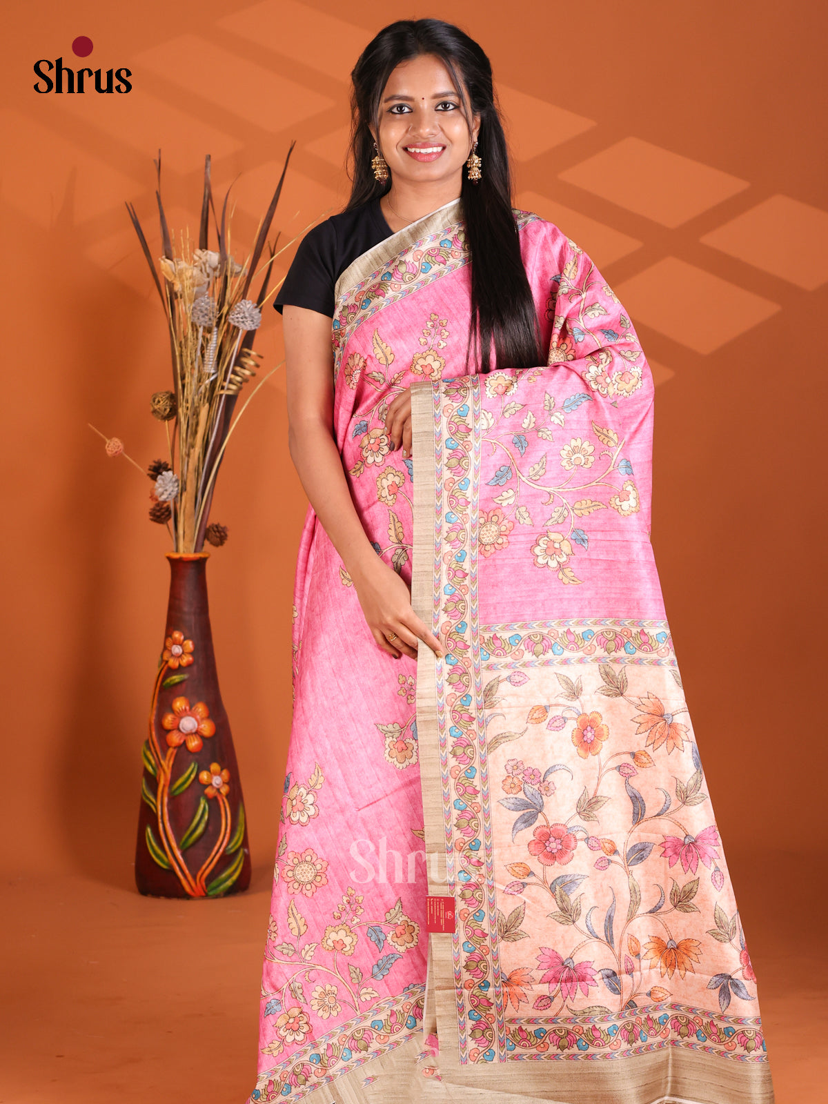 Pink & Cream - Semi Modal Saree