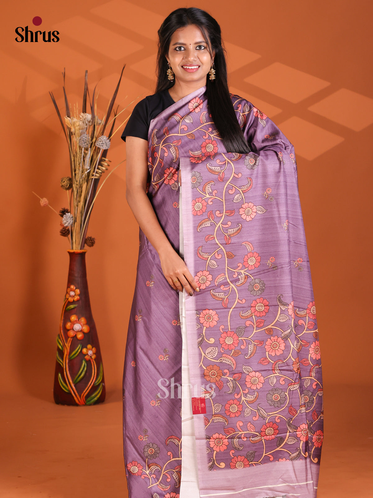 Lavender - Semi Modal Saree - Shop on Shrus.com