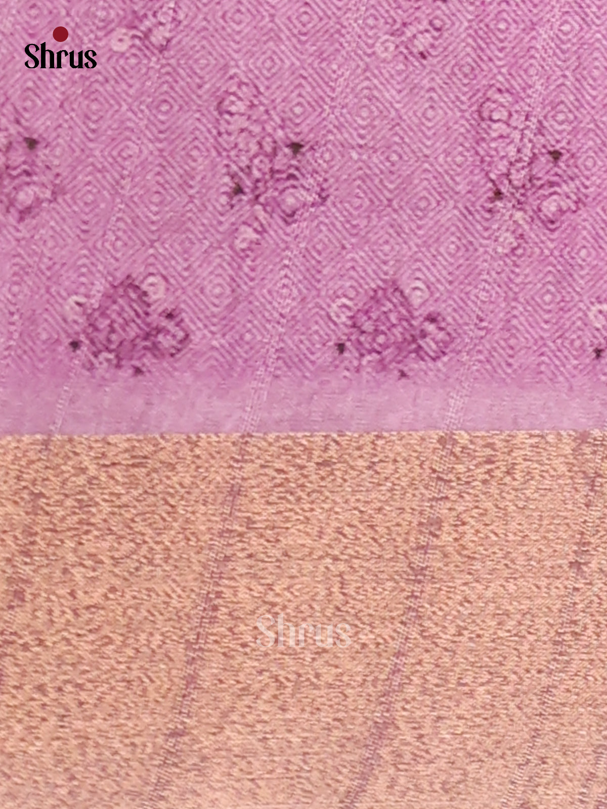 Cream & Purple - Semi Gicha Saree - Shop on Shrus.com
