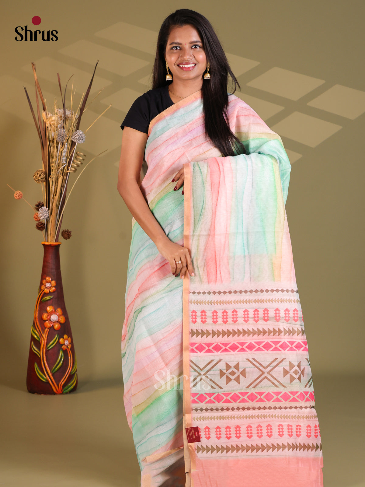 DFS18149 - Semi Maheshwari Print Saree