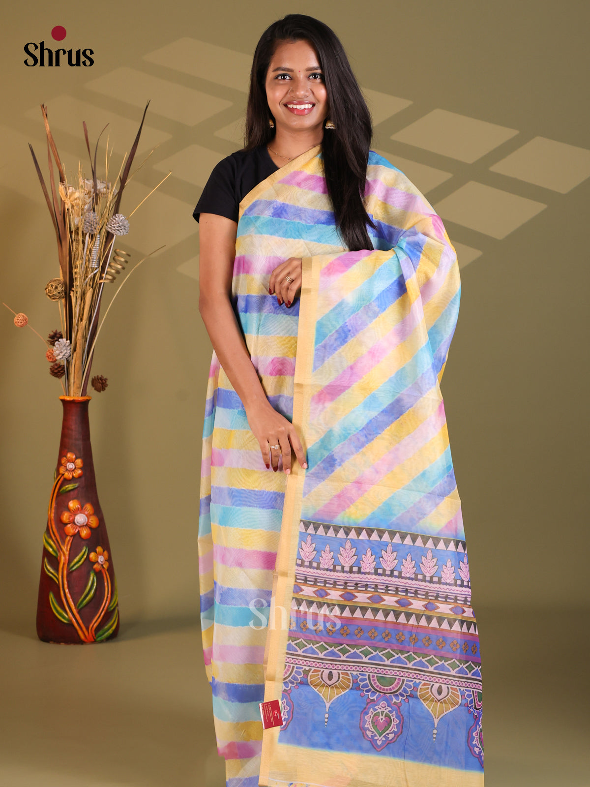 DFS18150 - Semi Maheshwari Print Saree