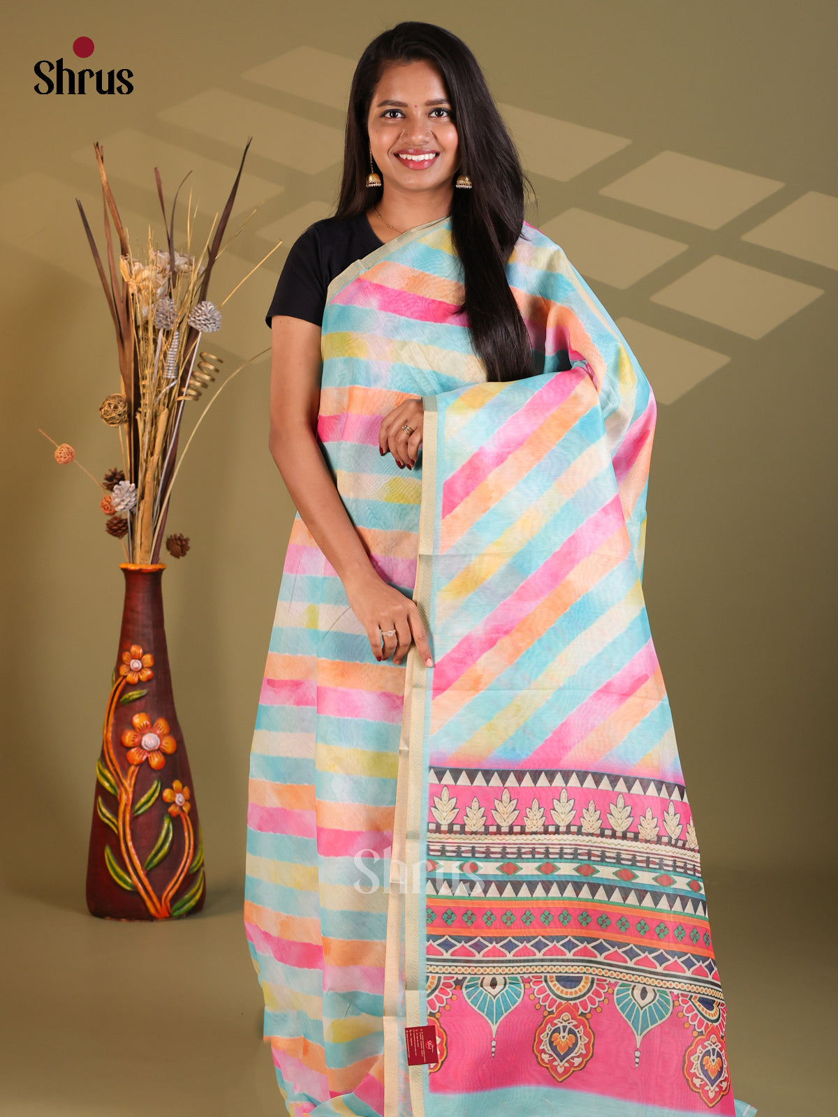 DFS18151 - Semi Maheshwari Print Saree