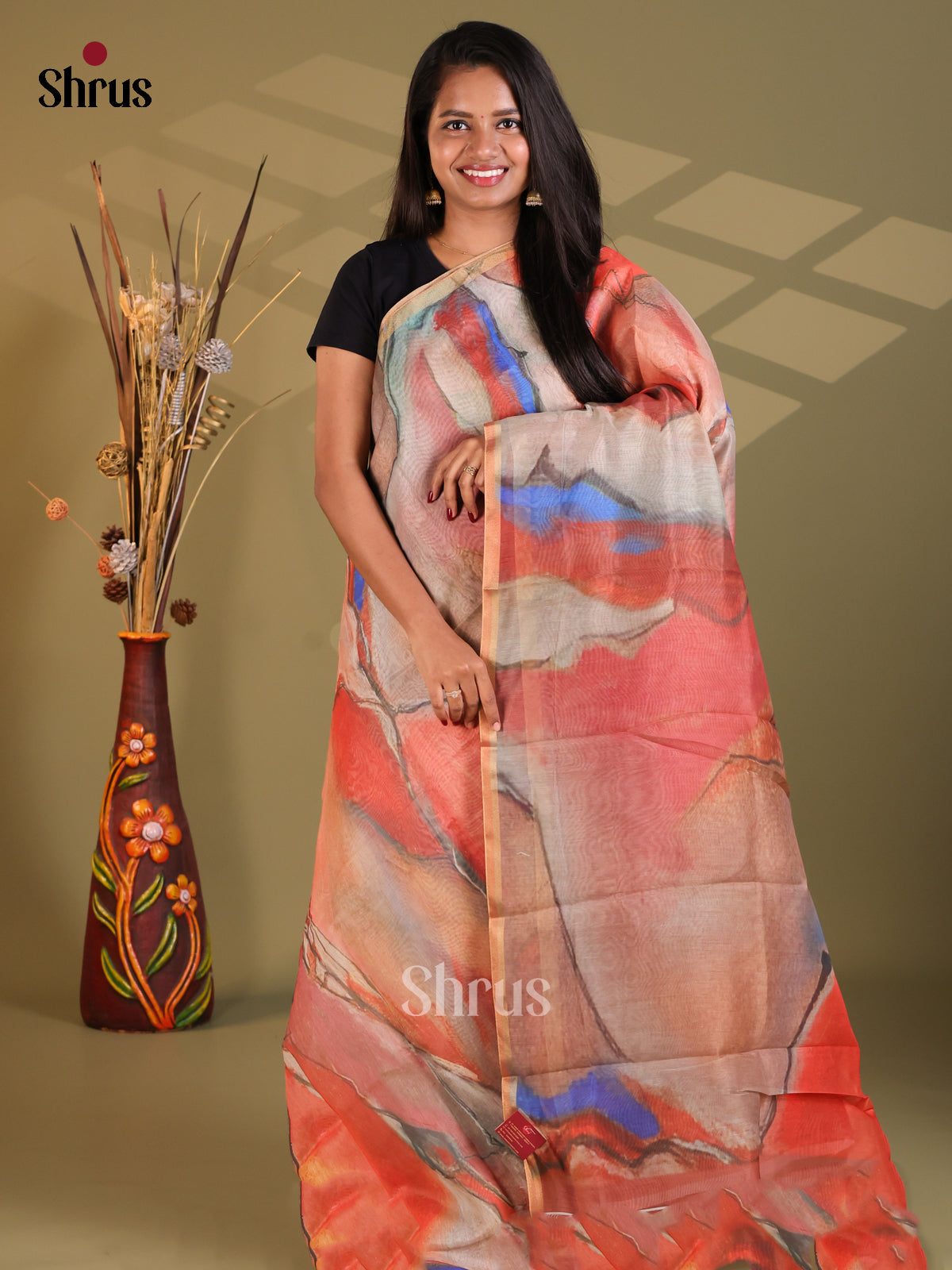 DFS18153 - Semi Maheshwari Print Saree