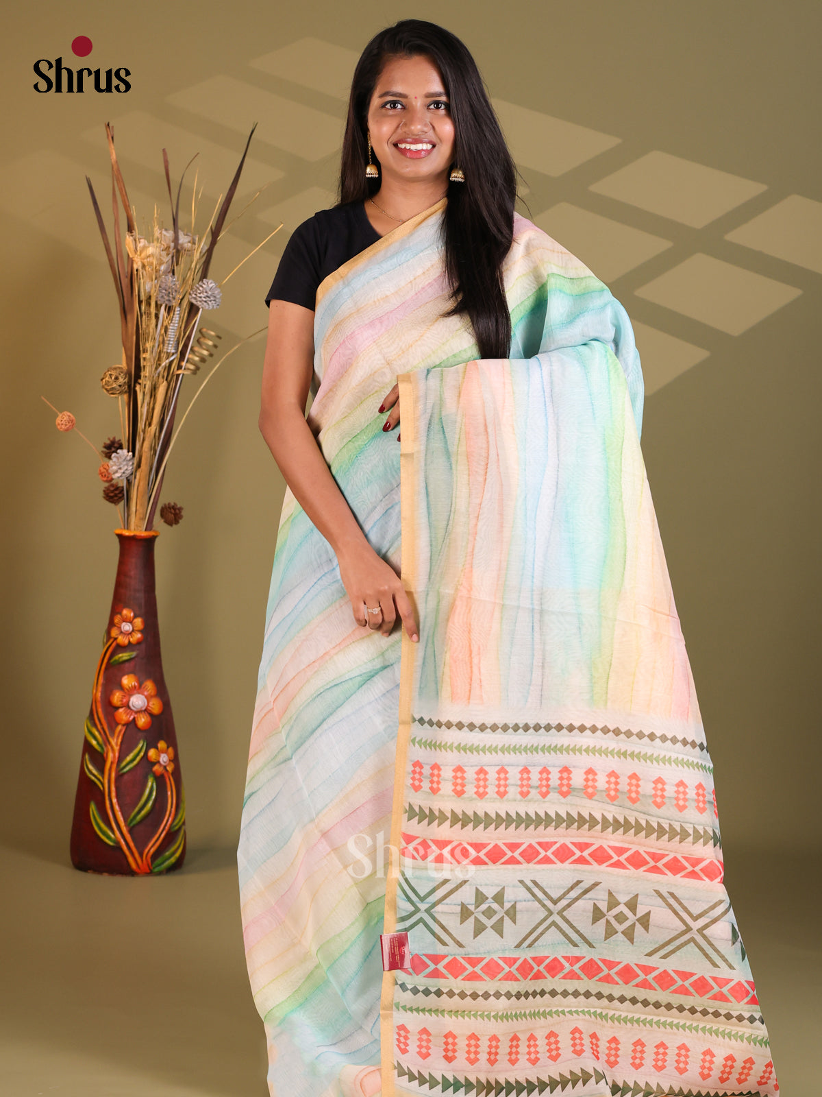 DFS18159 - Semi Maheshwari Print Saree