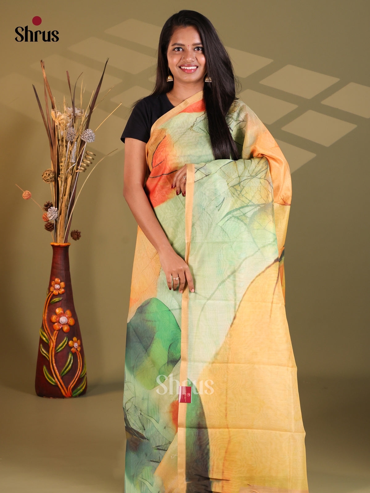 DFS18161 - Semi Maheshwari Print Saree