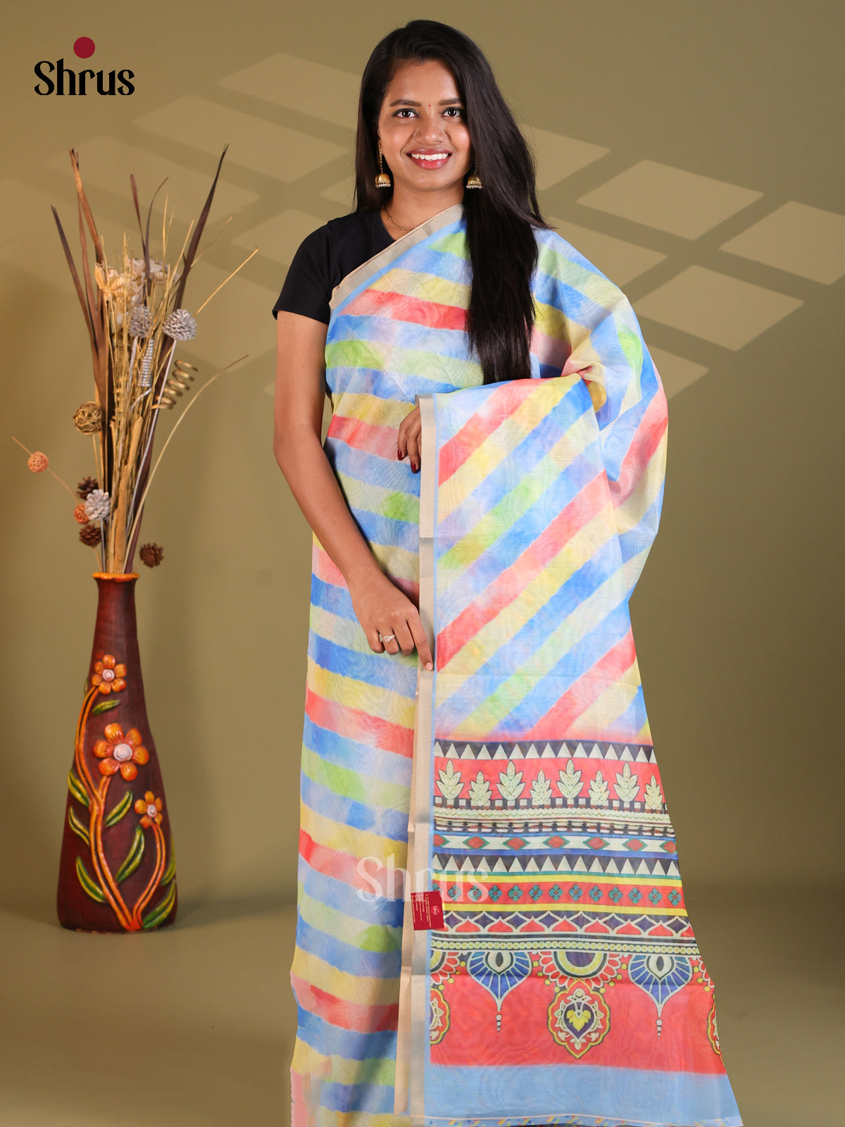 DFS18163 - Semi Maheshwari Print Saree