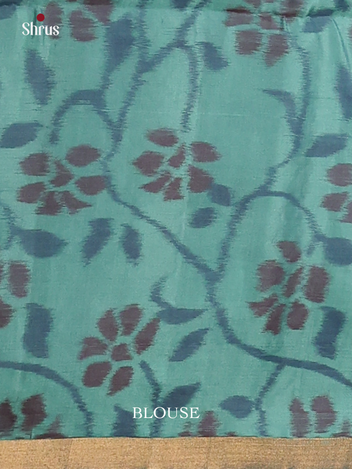 Teal & Blue Soft Silk Saree with ikkat floral woven kolam zari buttas