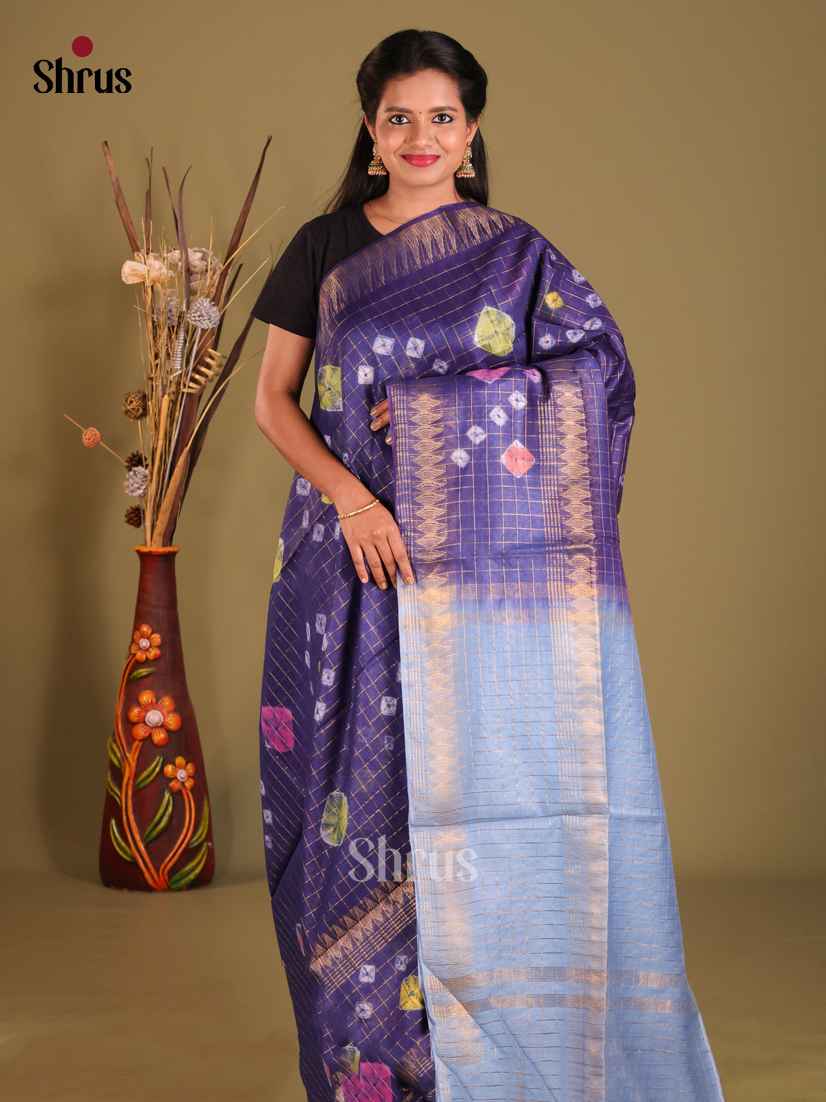 Blue & Lite Blue- Shibori Saree