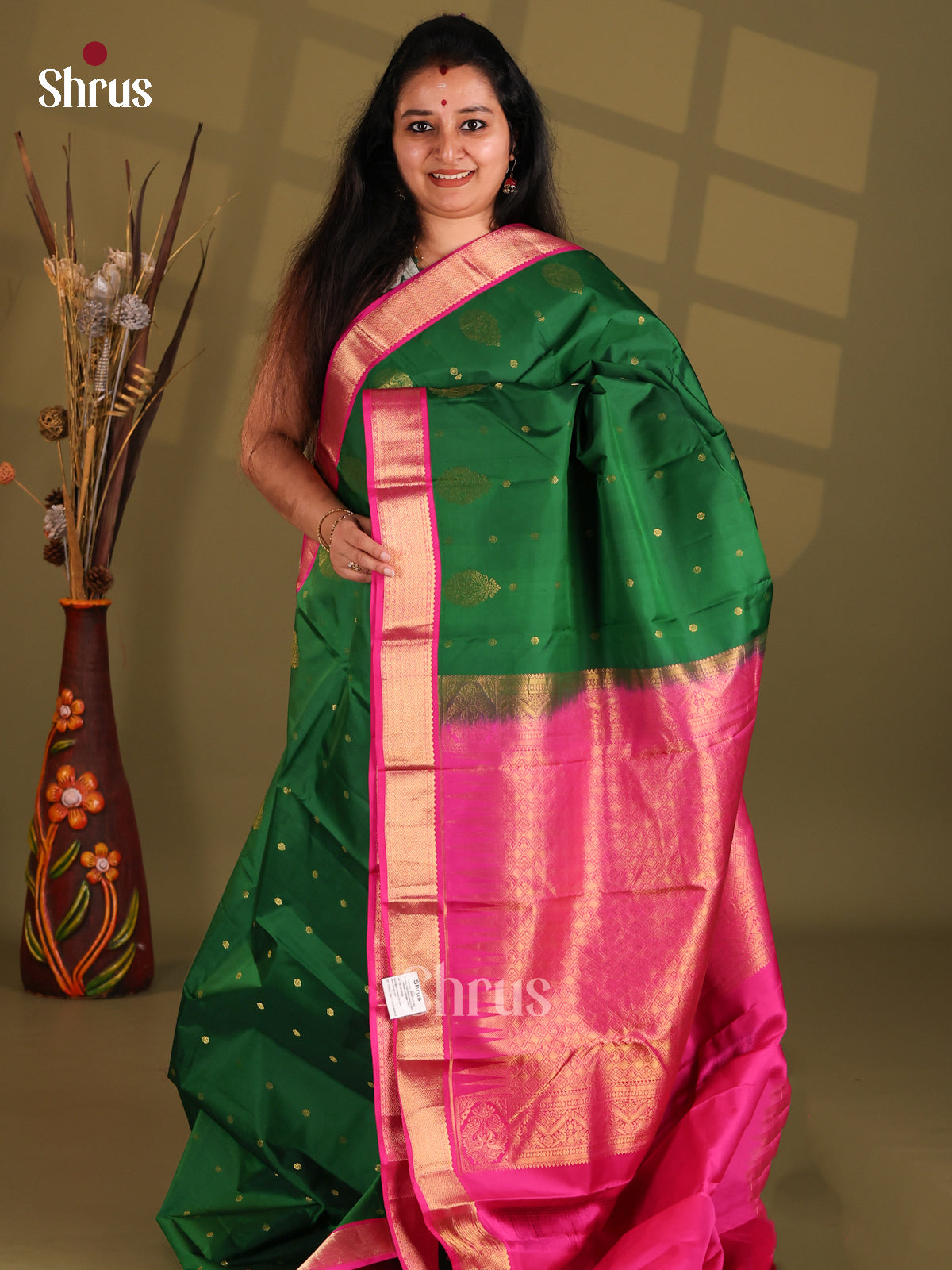 Green and Pink Kanchipuram silk (HR) Saree-1