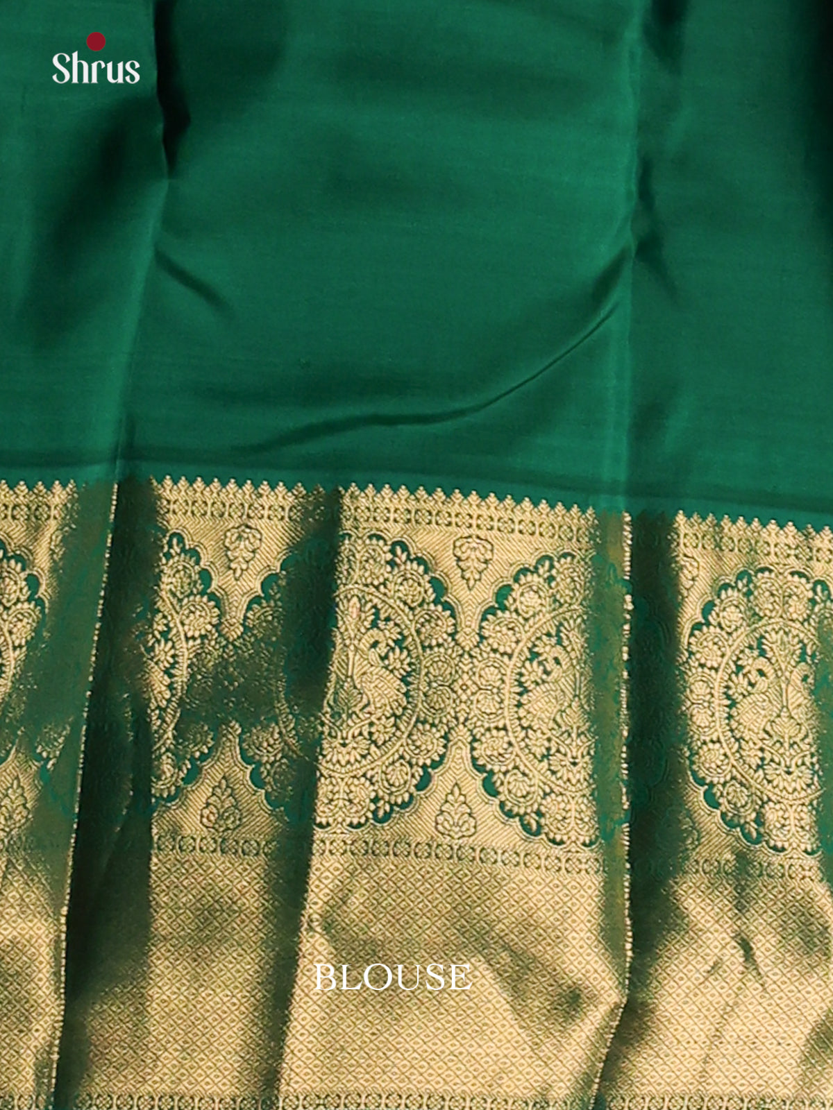 Cream & Green Kanchipuram silk (HR) Saree with rich zari border-2