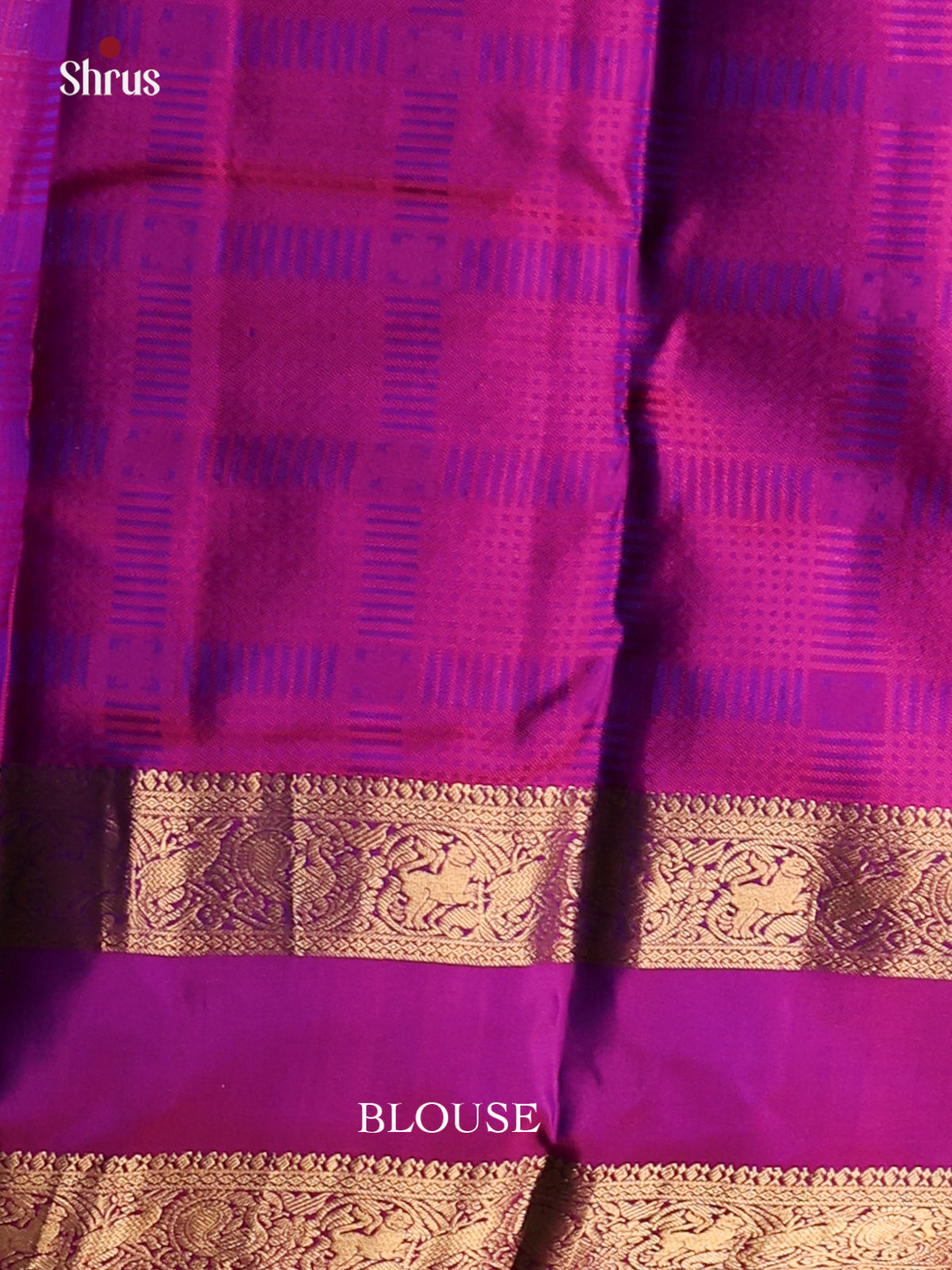 Blue and purple Kanchipuram silk (HR) Saree with rettaipet zari border