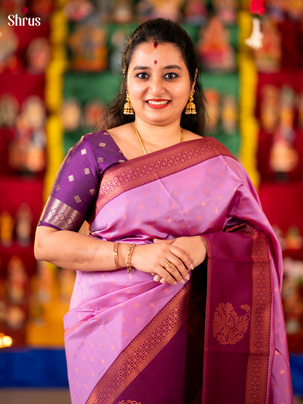 Lavender & Purple - Semi Softsilk Saree