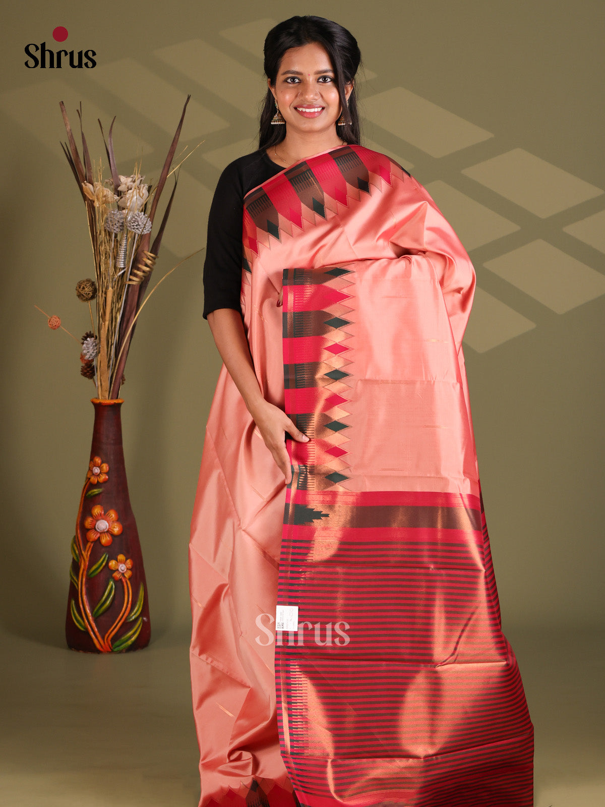 Pink & Green - Semi Softsilk Saree