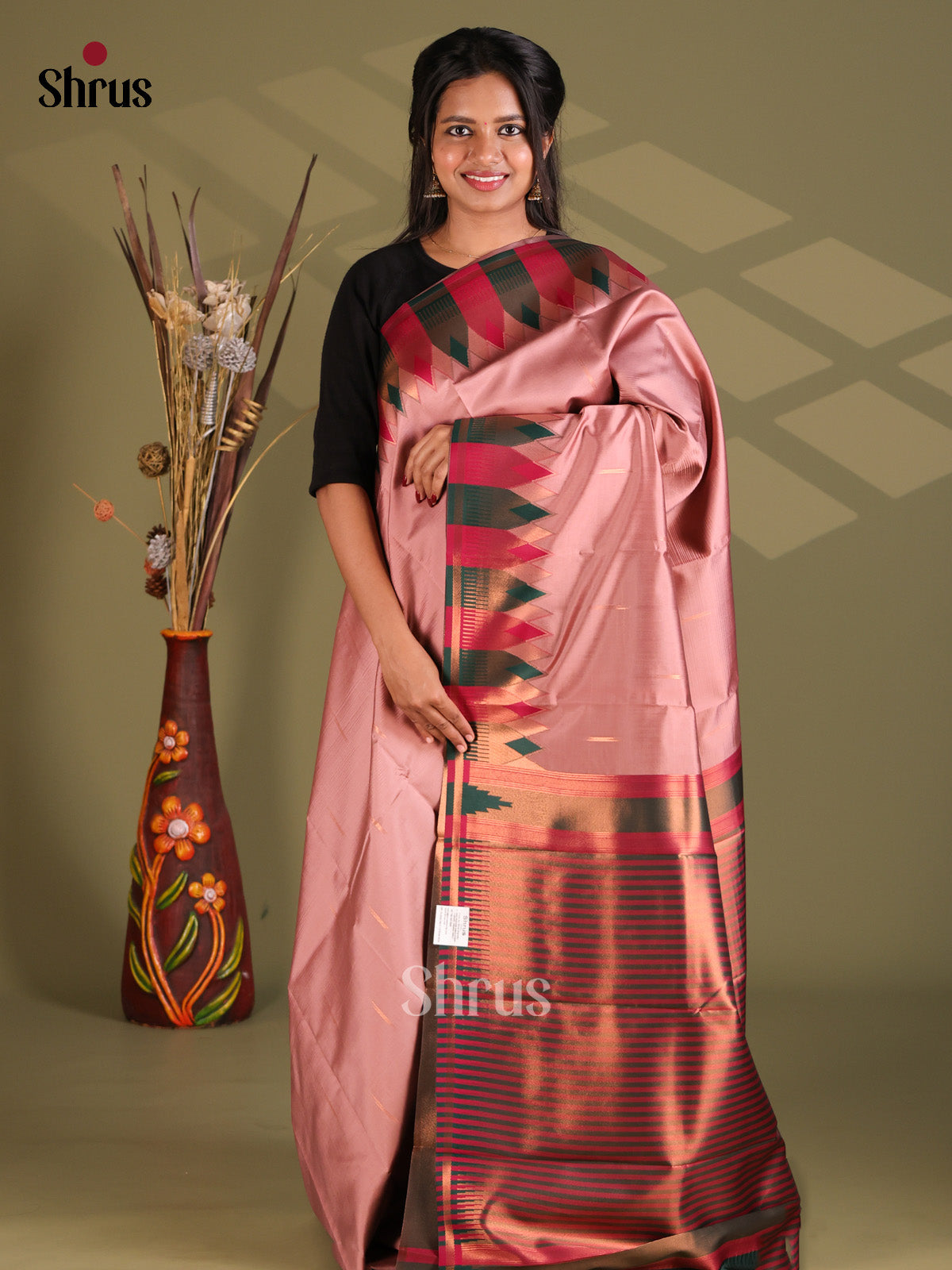 Lavender & Green - Semi Softsilk Saree - Shop on Shrus.com