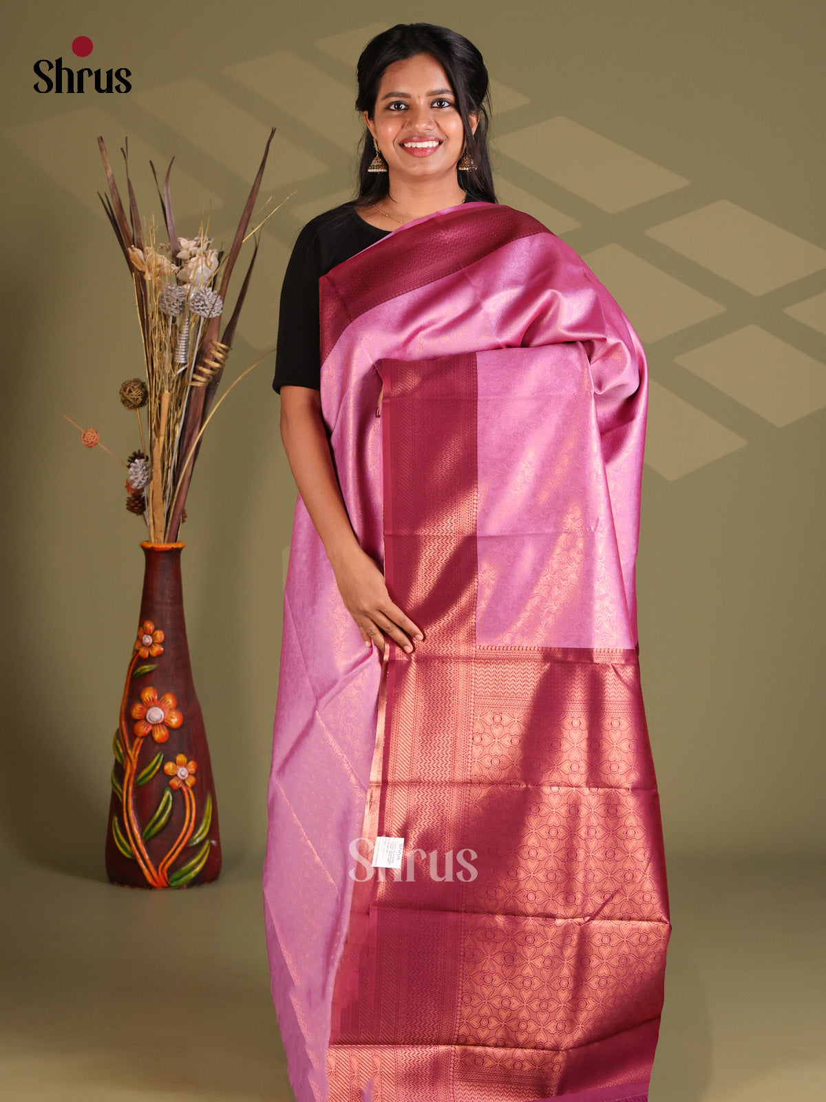Purple & Maroon - Semi Softsilk Saree - Shop on Shrus.com