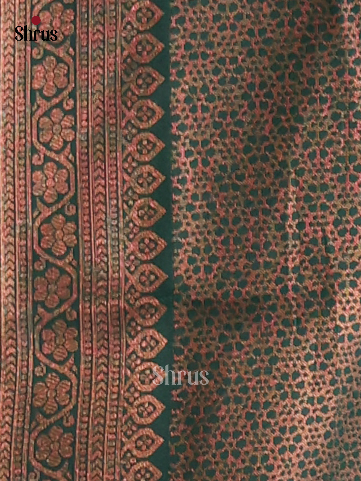 Gold & Green - Semi Softsilk Saree - Shop on Shrus.com