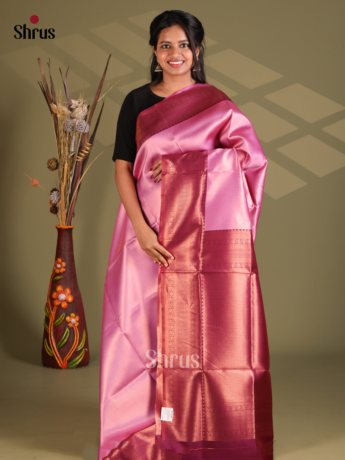 Lavender & Purple - Semi Softsilk Saree - Shop on Shrus.com