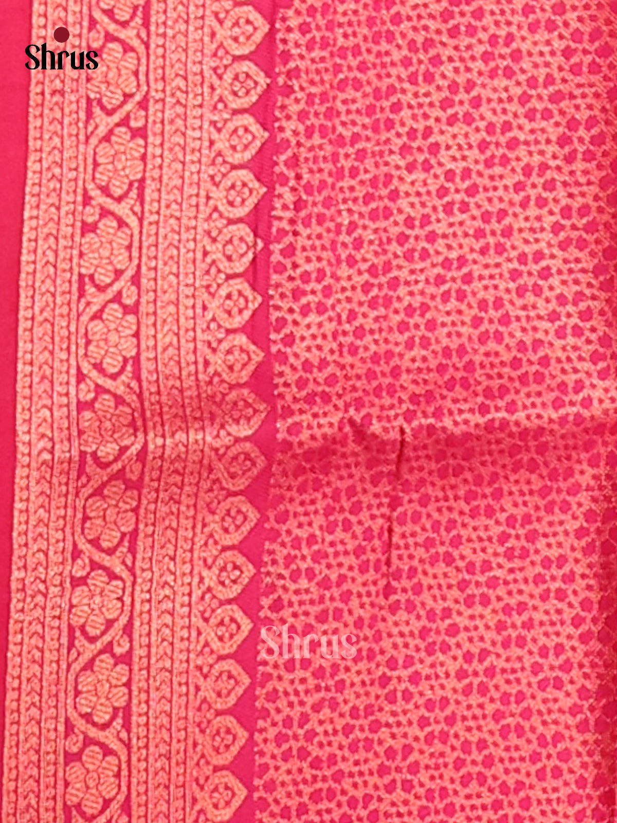 Pink & Red - Semi Softsilk Saree - Shop on Shrus.com