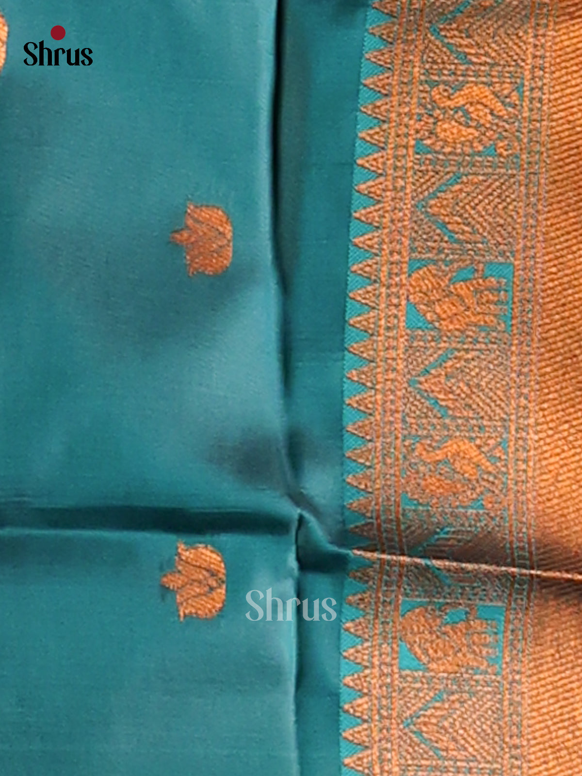 Dark Blue & Teal- Semi Softsilk Saree - Shop on Shrus.com