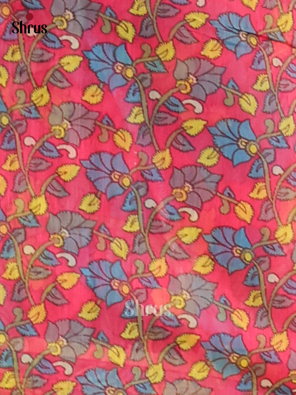 Blue & Pink- Semi Maheshwari Print Saree