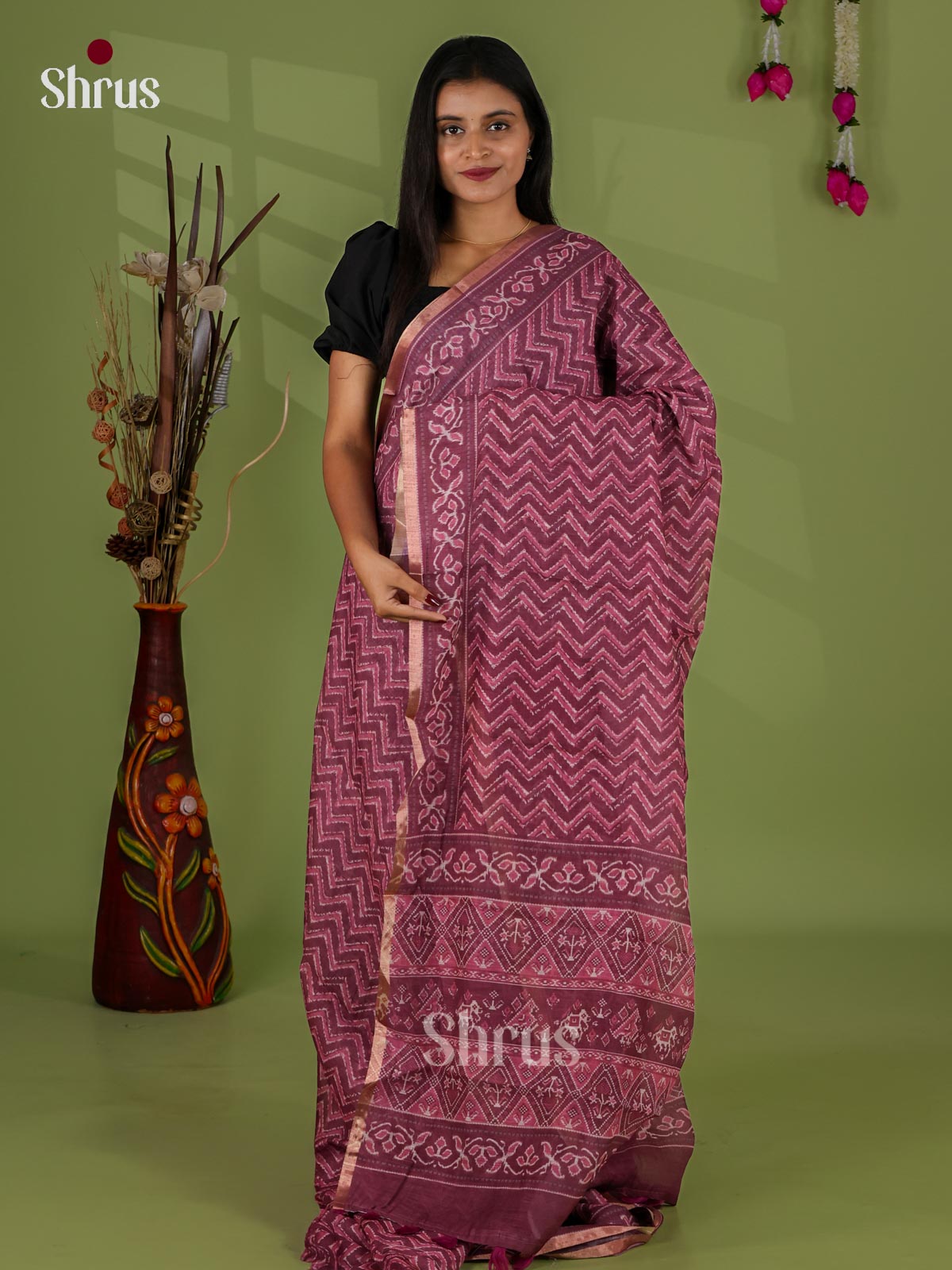 DFS24013 - Semi Maheshwari Print Saree