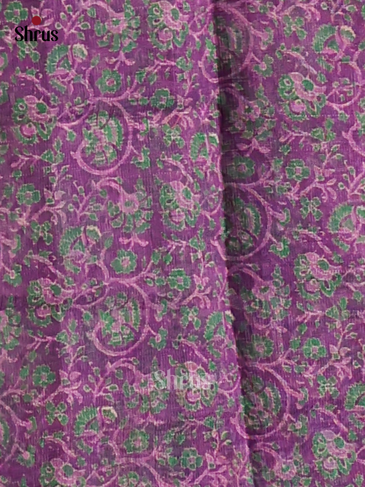 Purple - Semi Maheshwari Print Saree - Shop on Shrus.com