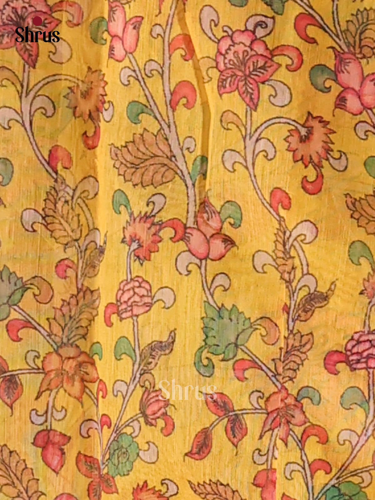 Grey & Yellow - Semi Maheshwari Print Saree