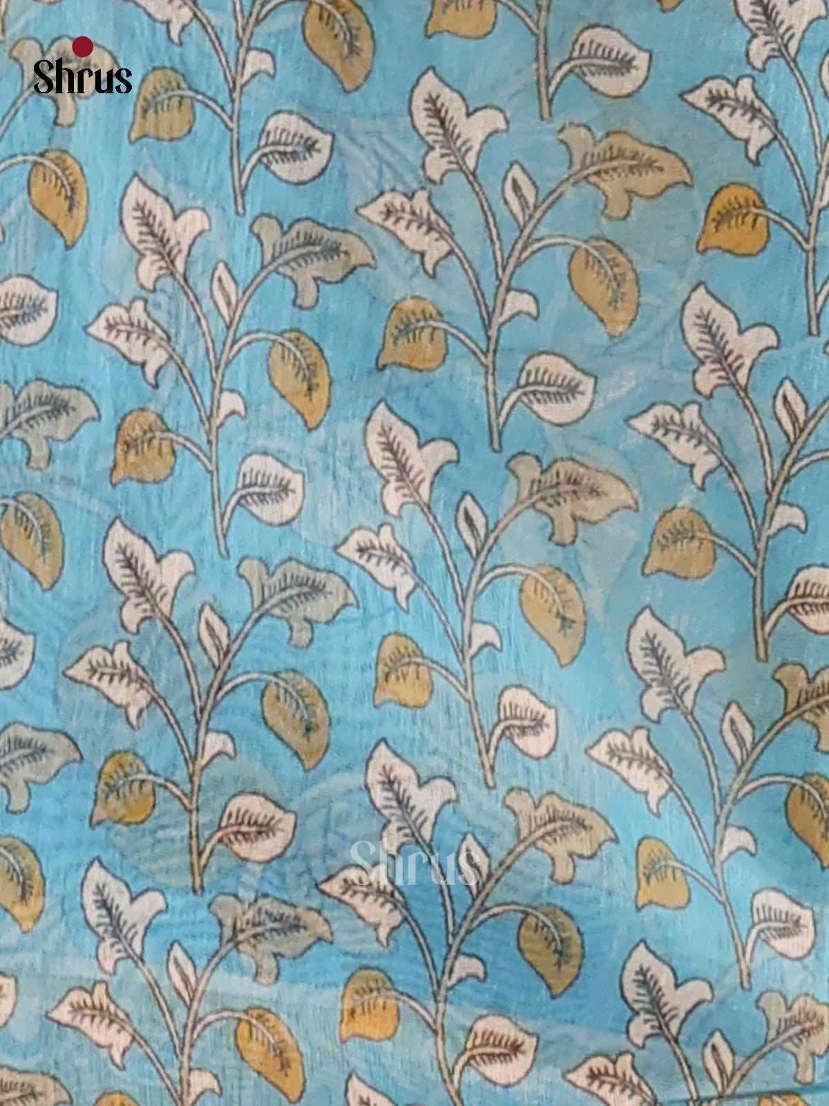 Mustard & Blue - Semi Maheshwari Print Saree