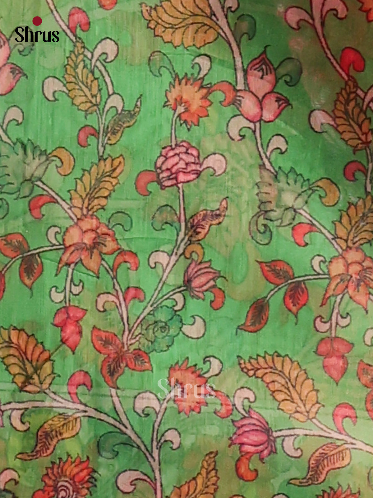 Pink & Green - Semi Maheshwari Print Saree