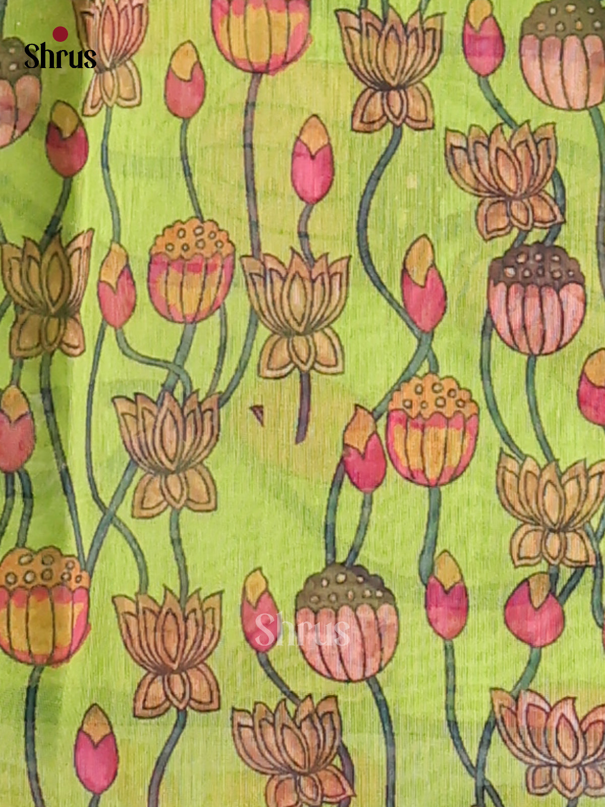 Violet & Green - Semi Maheshwari Print Saree