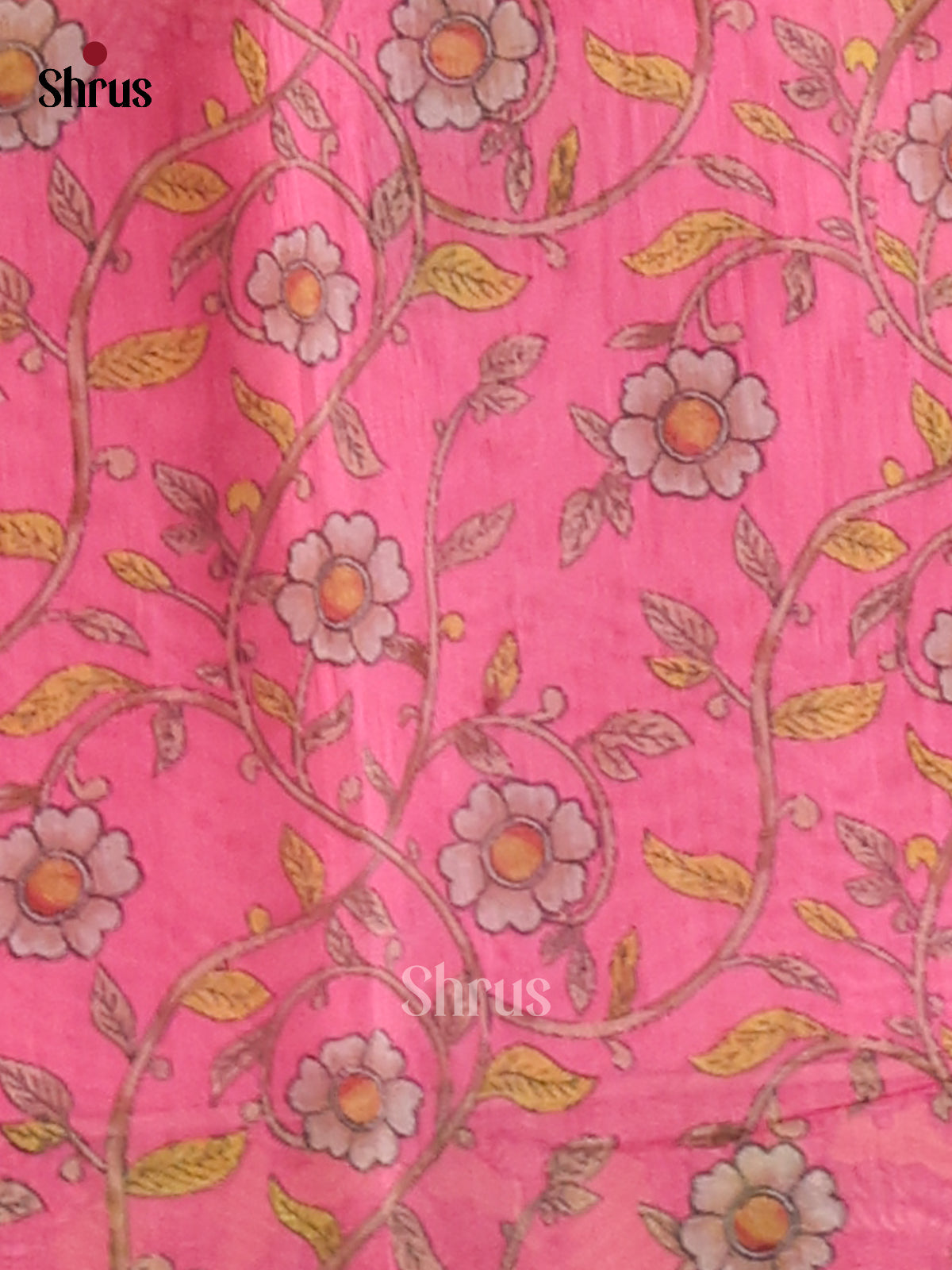 Beige & Pink - Semi Maheshwari Print Saree