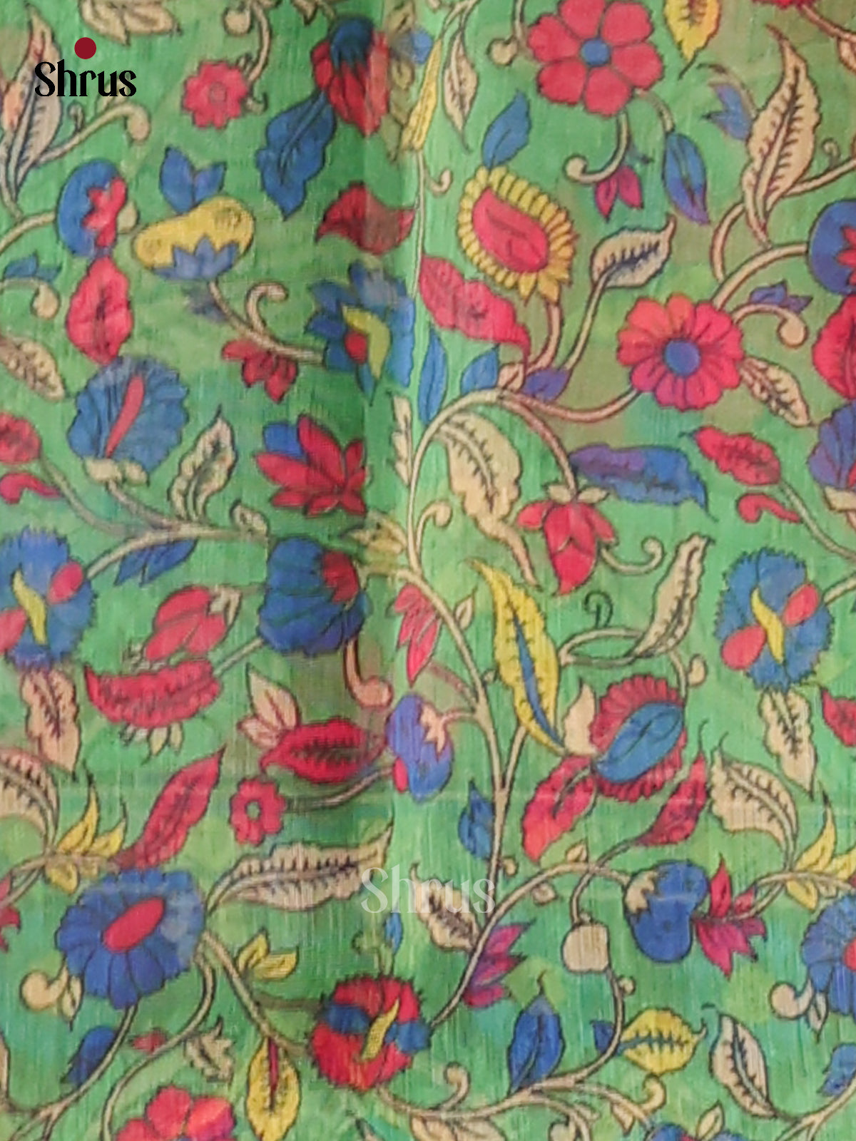 Pink & Green - Semi Maheshwari Print Saree