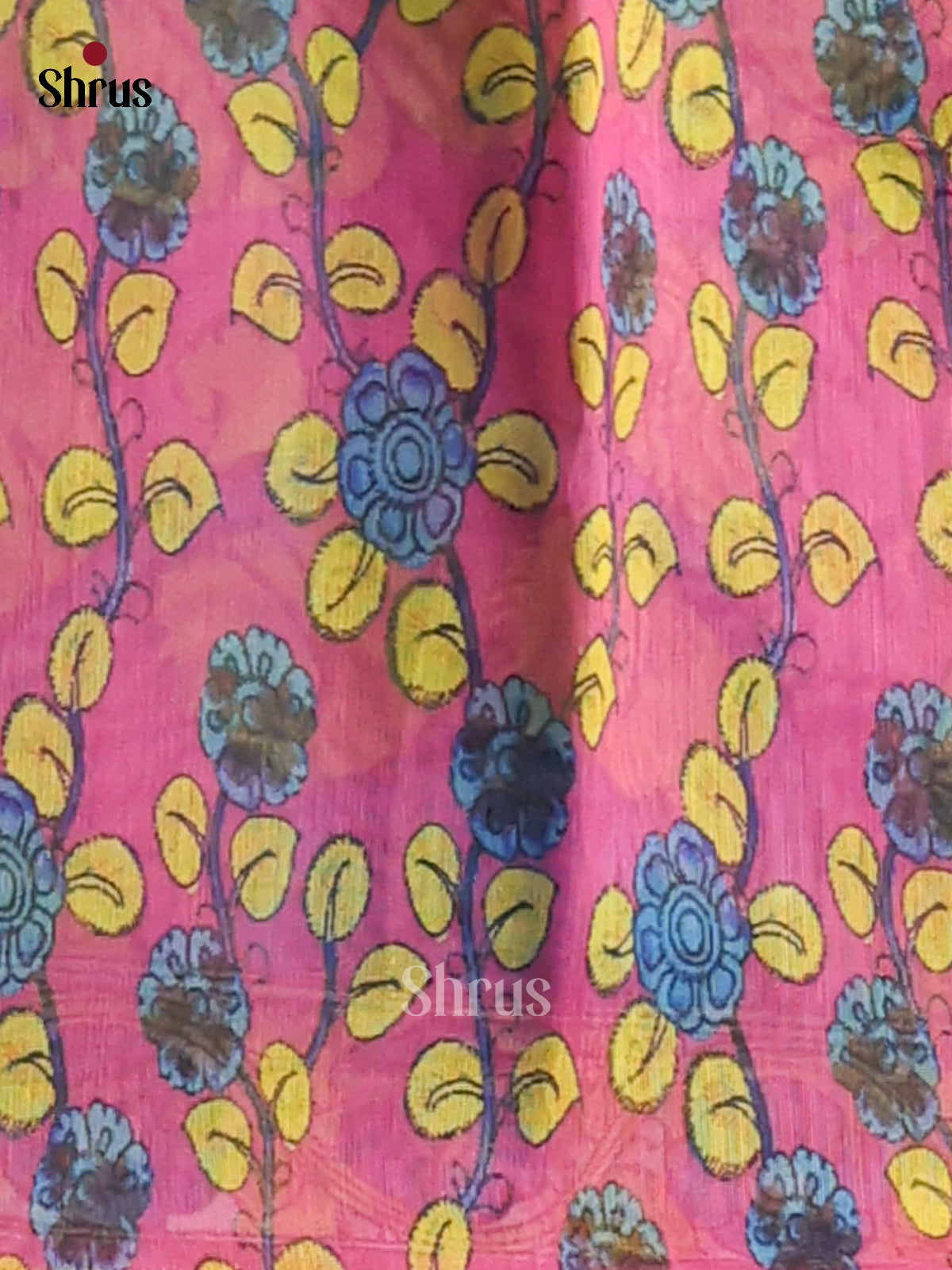 Blue & Pink - Semi Maheshwari Print Saree