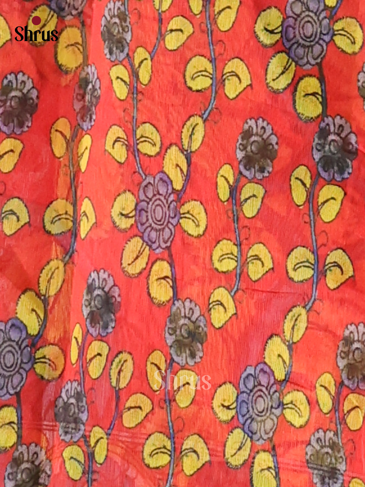 Grey & Red - Semi Maheshwari Print Saree