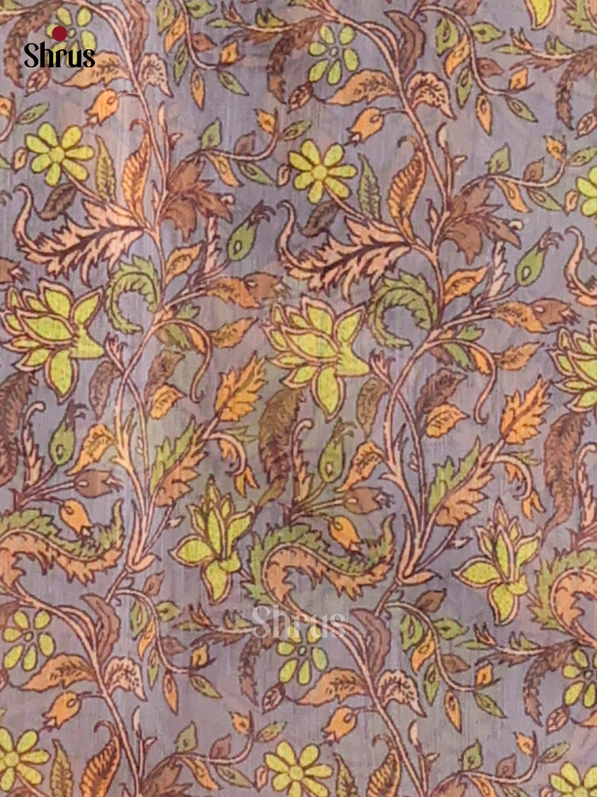 Lime Green & Grey - Semi Maheshwari Print Saree