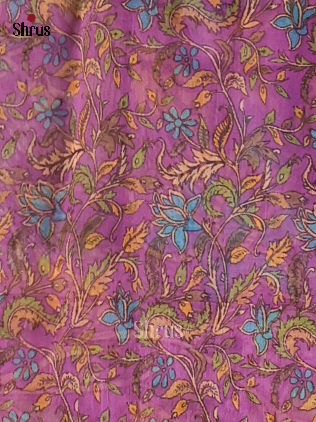 Blue & Purple - Semi Maheshwari Print Saree