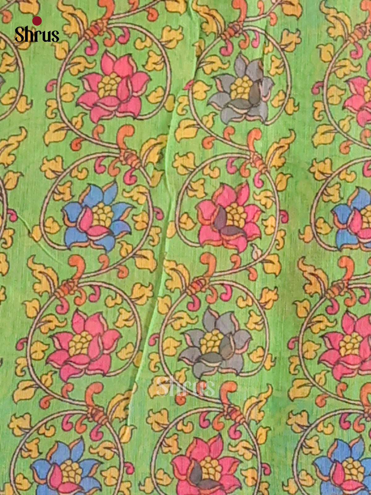 Grey & Light Green - Semi Maheshwari Print Saree