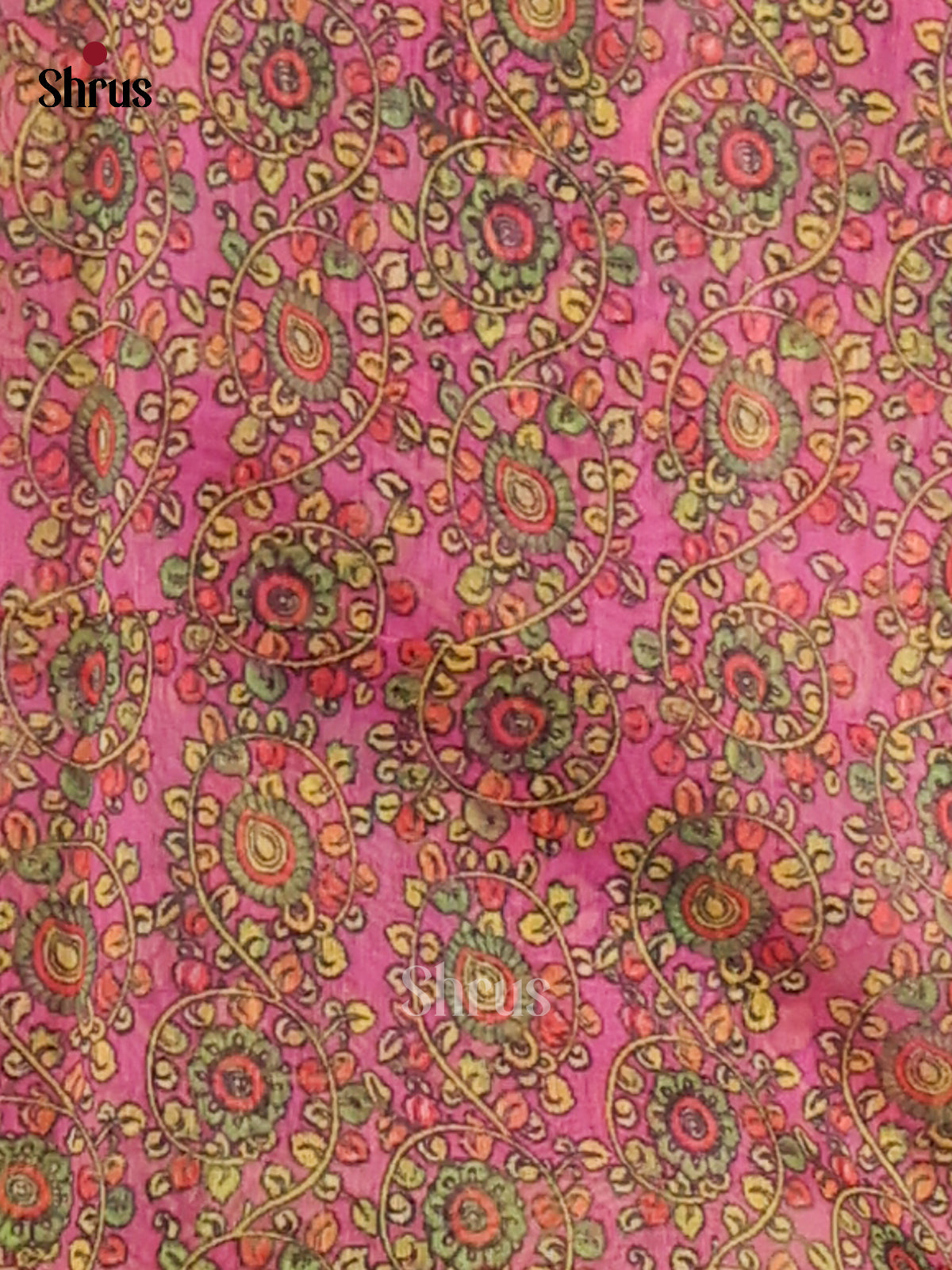 Blue & Pink - Semi Maheshwari Print Saree